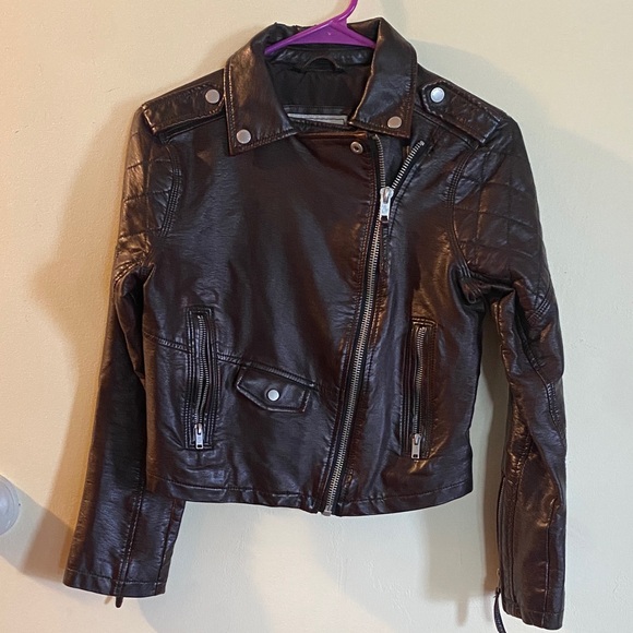 Classic Brown Vegan Leather Jacket - Picture 1 of 3